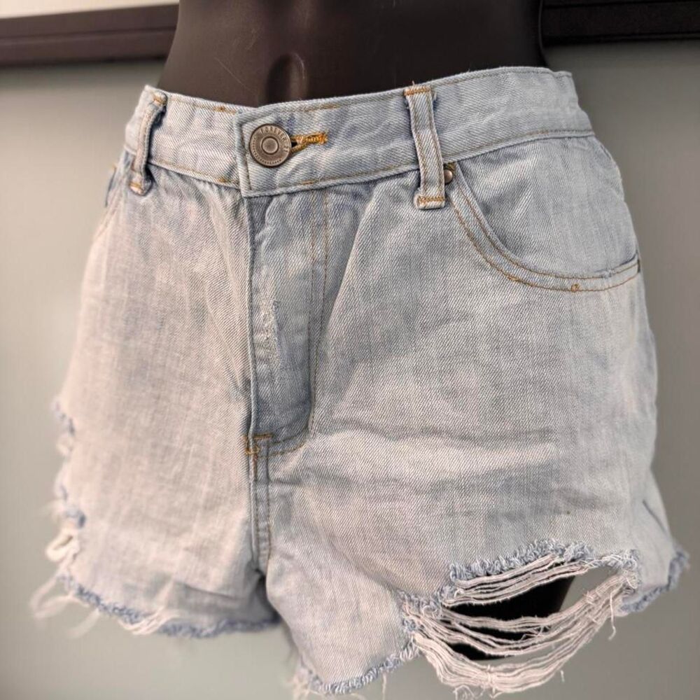 Forever 21 Light Wash Distressed Denim Shorts - size 28